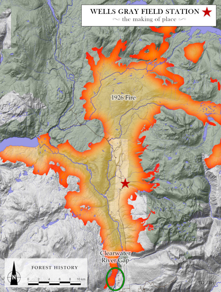 map of the 1926 Wells Gray fire